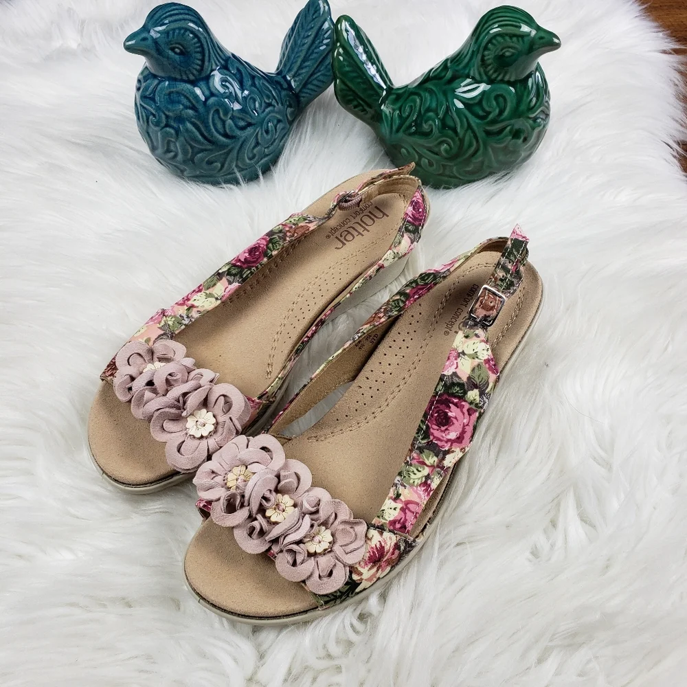 Hotter mimosa floral wedge sandal 7.5